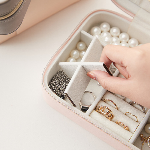 Cross-border portable jewelry box flip simple earrings stud ring storage Amazon multi-functional accessory storage box