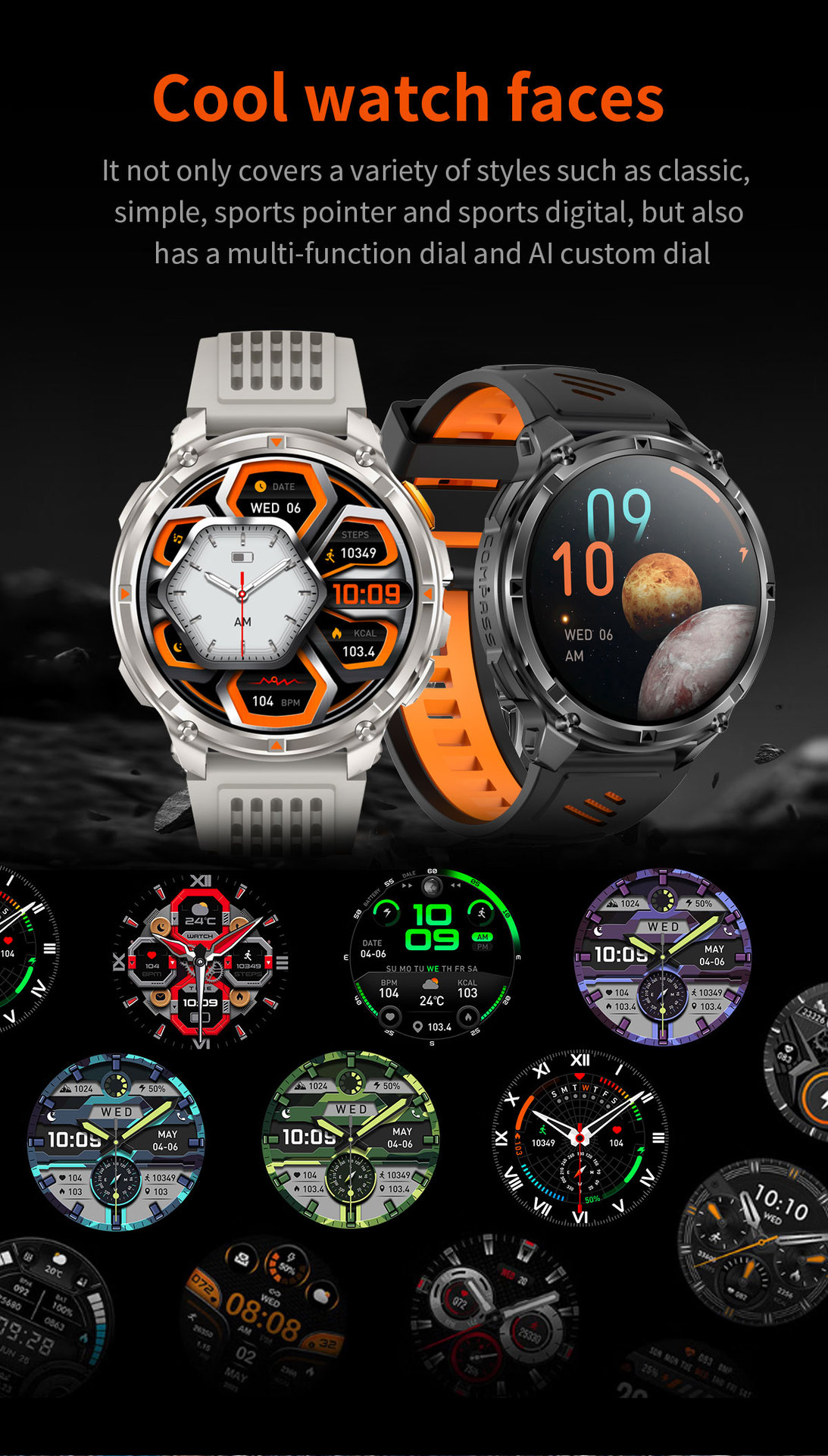 Smartwatch For Outdoor Sports With Calling Compass And Flashlight_voghion.com