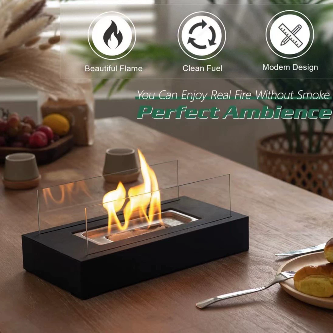 Трансграничные эксклюзивные для прямоугольного настольного спирта камин для внутреннего украшения нагревательной печи на открытом воздухе портативная пожарная яма для внешней торговли