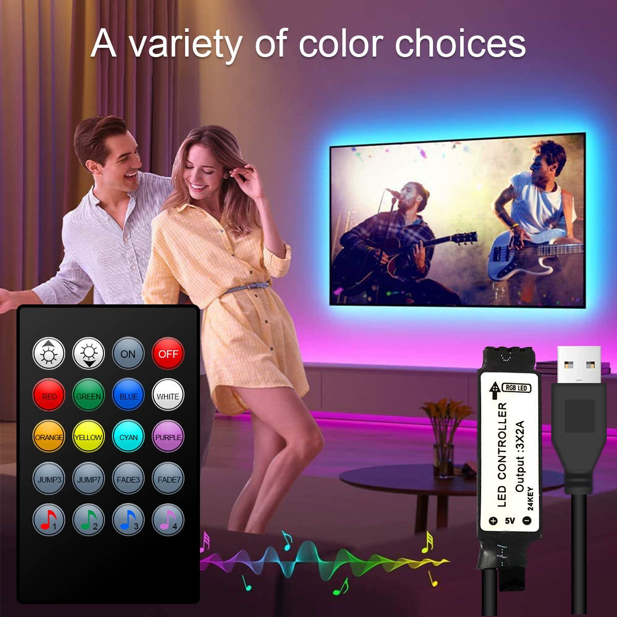 GVVOOHOME USB свет для ТВ фоновая подсветка ТВ музыка RGB атмосфера лента 5VLED набор светодиодной ленты