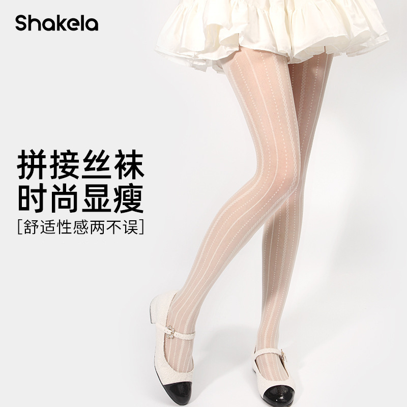 Stockings with Twisted Patterns and Dots, Slimming Vertical Stripes, Lolita Style, 0D Ultra-Thin, Designed for Outerwear, Anti-Snagging, with Twisted Patterns and Dots