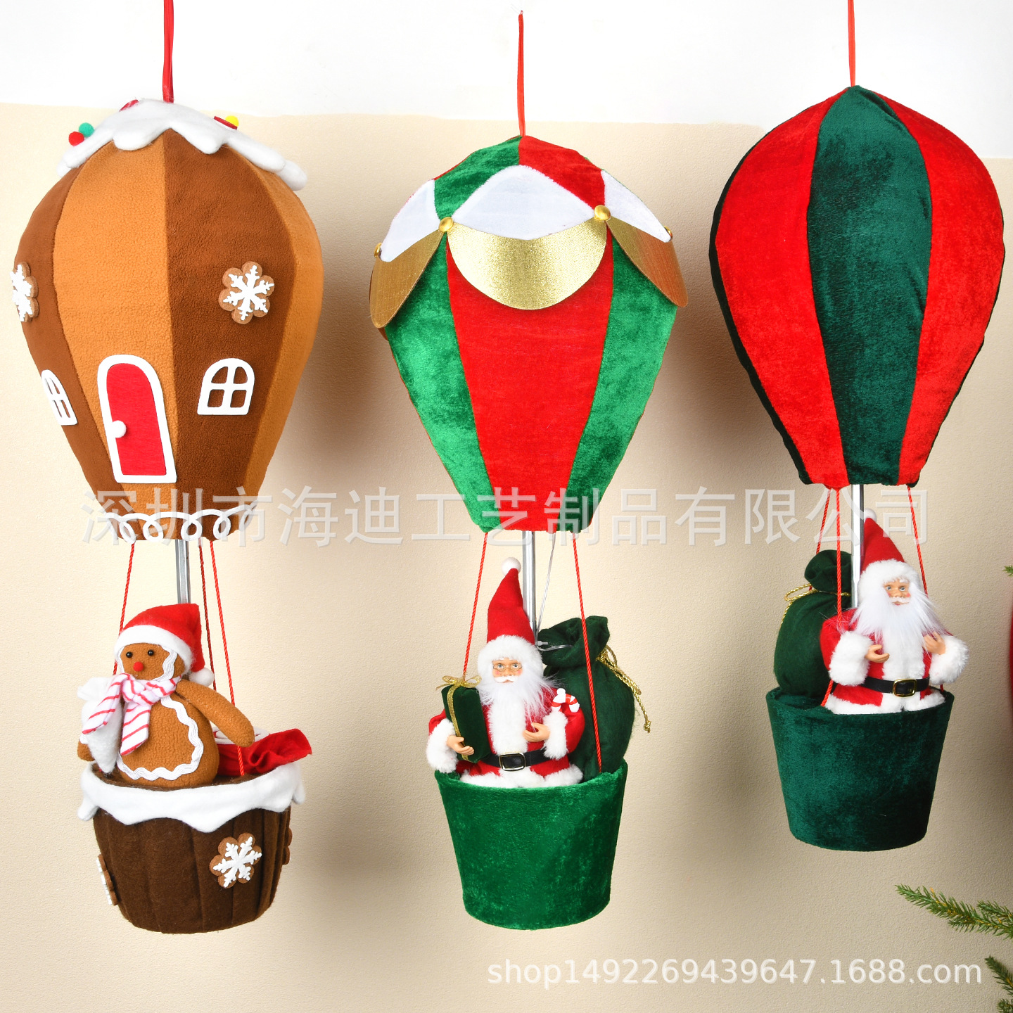 Decoraciones de Navidad paracaídas telescópicos pan de jengibre hombre globo caliente colgante regalo ventana decoración