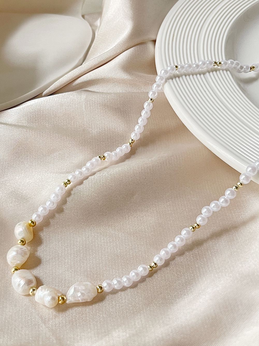 Baroque Style Irregular Pearl Copper Plating Necklace 1 Piece