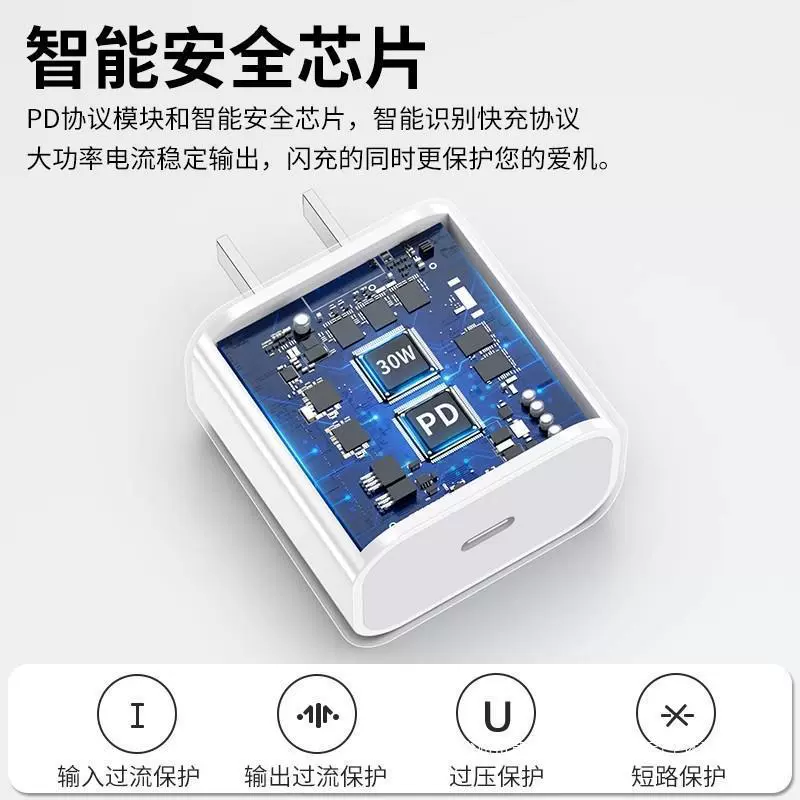 Подходящий кабель-зарядка Apple 30W быстрая зарядка iPhone 13/14 Pro Max кабель передачи данных 12 зарядок головка 11/8pl