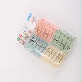 20个装塑料晾衣服夹强力弹簧夹收纳整理夹帽子零食袜子内衣夹茶花