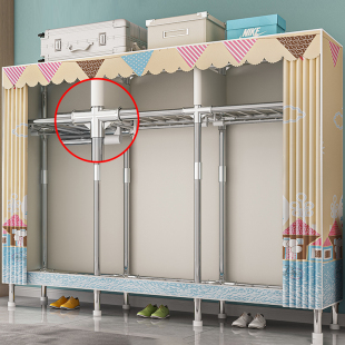 Wardrobe for Home Bedroom Simple Assembly Wardrobe Full Steel Frame Thickened and Durable for Rental Use Fabric Wardrobe