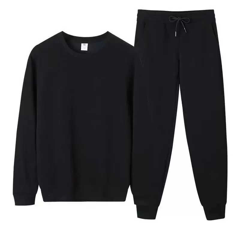 厂家批发春秋季卫衣男套装韩版潮流圆领简约宽松运动休闲两件套装