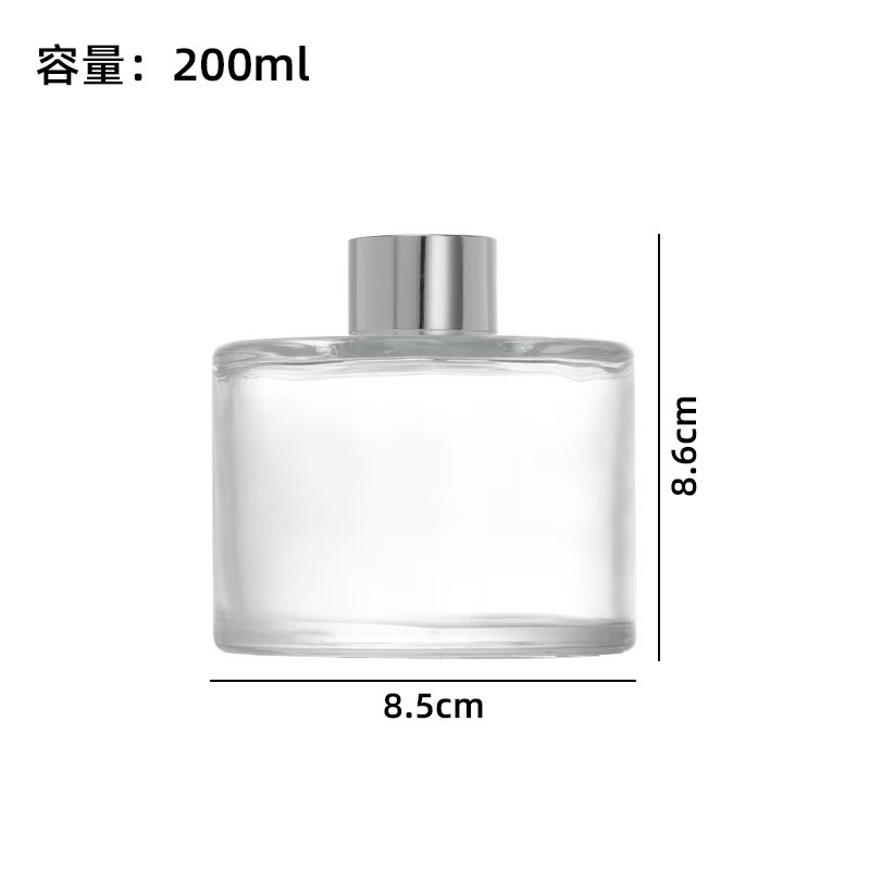 无火香薰瓶100ml圆柱带盖香薰玻璃瓶藤条干花挥发香水精油瓶|undefined