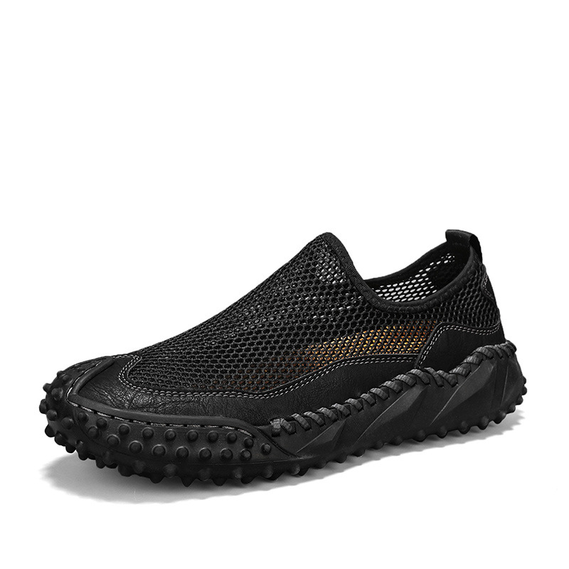 Baotou Men's Sandals Genuine Leather Men's Shoes Summer Large Size Hollow Soft Sole Hand-Stitched Trendy Beach Shoes_vogvips.com