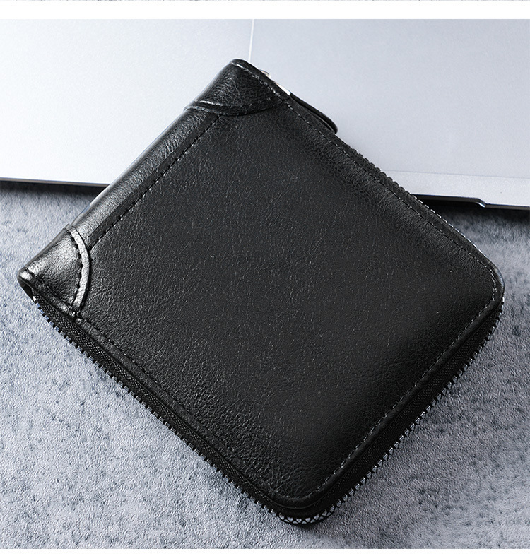 Men's Solid Color Pu Leather Side Zipper Card Holder display picture 1