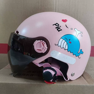 Safety Protection, Cute and Fun, Motosiklet kaskı (dəbilqə) - frosted-pink-little-whale-short-clear-lenses