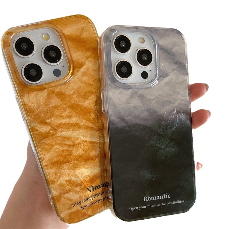 Ins patrón de papel de aluminio de alta calidad para iPhone16promax funda para teléfono móvil Apple 15Pro 14 personalidad creativa 13