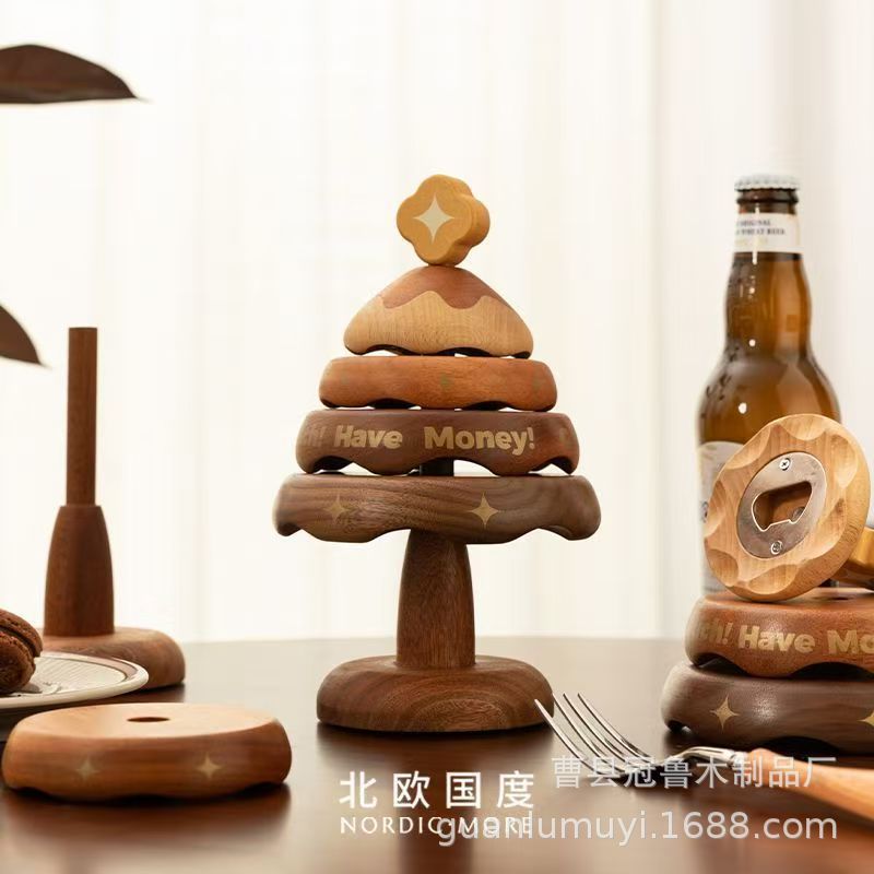一棵树杯垫木质防烫隔热垫摆件高级感圣诞树杯垫餐桌耐高温茶杯垫|undefined