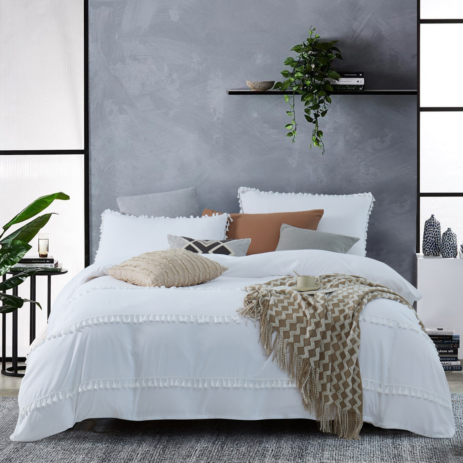 跨境家纺亚马逊欧美ebay专供床上用品流苏被套枕套三件套