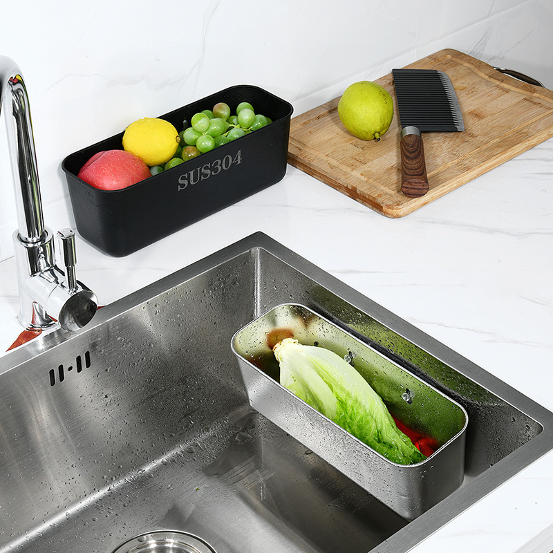 Stainless steel sink drain basket rectangular filter basket vegetable basket filter residue basket rice basket fruit storage basket
