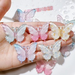 プラスチック部品卸売りdiyアクセサリー手作り材料靴花クリームゴム子供ヘアピン透明グラデーション色蝶