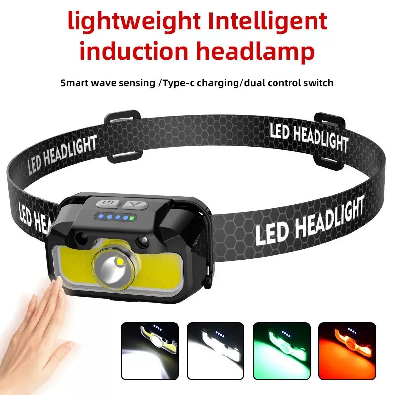 Lámpara de cabeza de absorción magnética ultra ligera USB multifuncional transfronteriza lámpara de cabeza de carrera nocturna lámpara de cabeza de pesca al aire libre lámpara de carrera