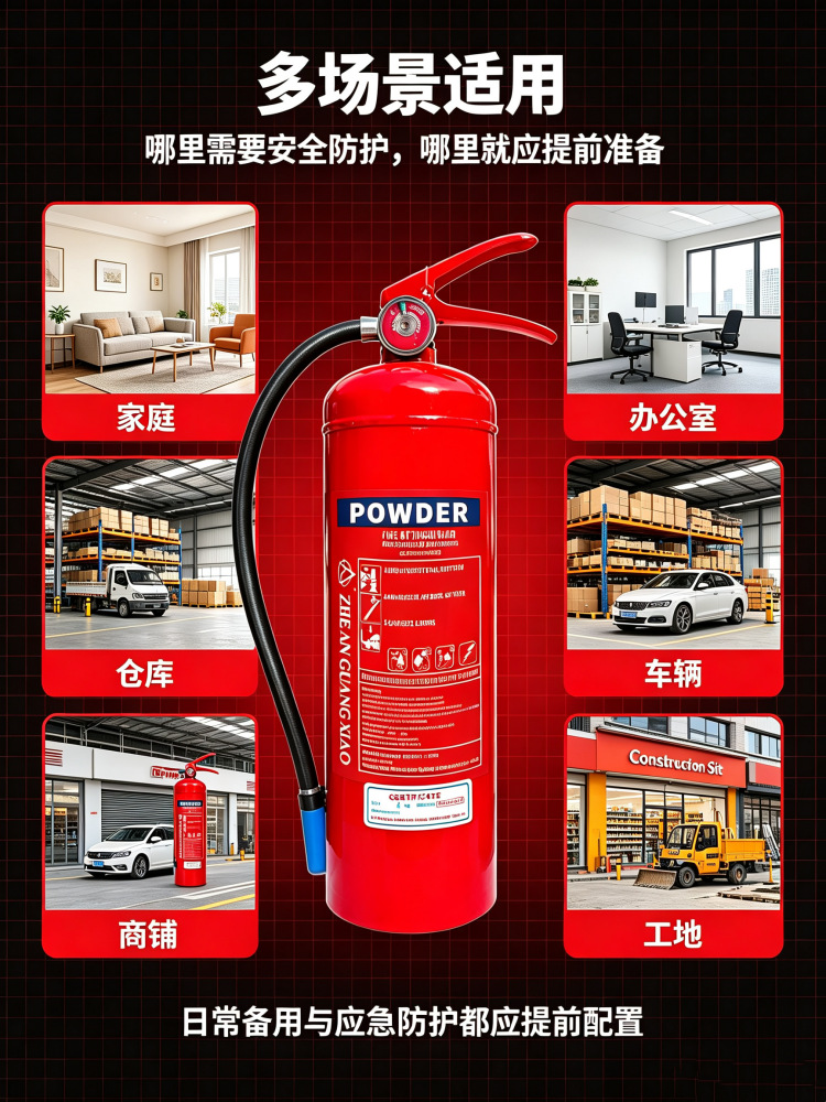 Dry powder fire extinguisher, English fire extinguisher, household portable fire extinguisher, car-mounted dry powder fire extinguisher, vehicle fire extinguisher, CE certified for export