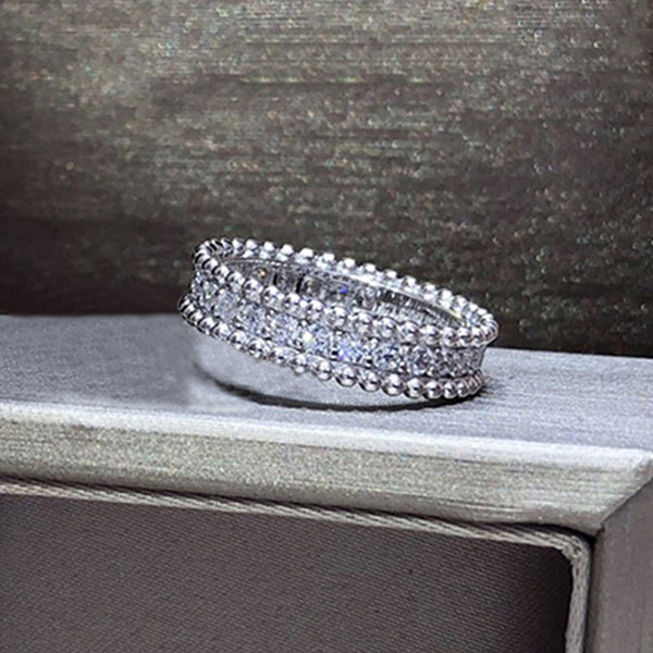 Cao Shi Live Broadcast Overlock Full Diamond Geometric Ring Women's Shiny Temperament French Easiest for Match Jewelry Fashionable Daily Accessories