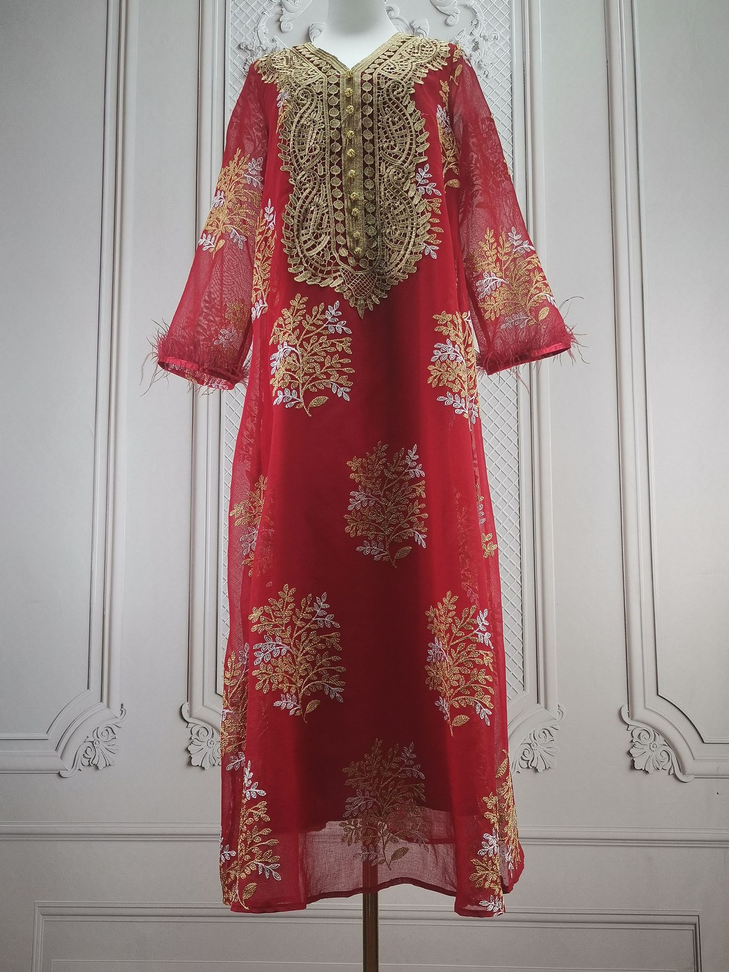 Damenbekleidung Bestickte muslimische Roben Arabische Kleidung Kleider_voghion.com