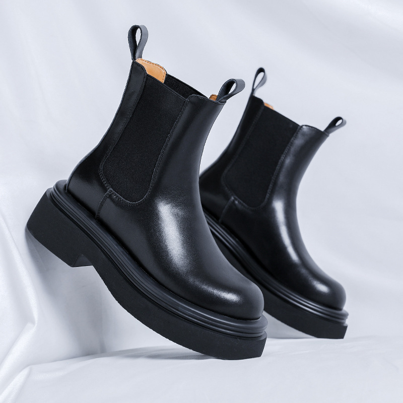 English style autumn and winter plush new mid cut boots, handsome motorcycle Martin boots 5015-R_voghion.com