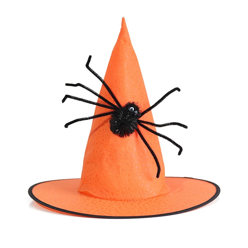 Sombrero de bruja de Halloween para niños maquillaje para adultos accesorios de ropa no tejida araña negra sombrero de mago sombrero de mago
