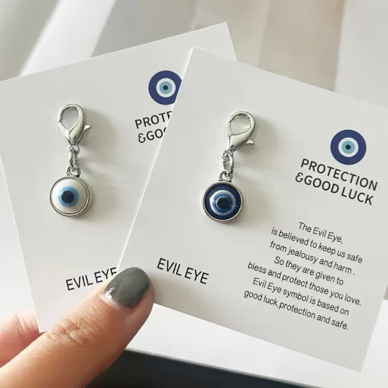 Cross-Border Hot-Selling Protection Good Luck English Good Luck Card Blue Evil Eye Keychain Pendant Cross-Border Hot-Selling Protection Good Luck English Good Luck Card Blue Evil Eye Keychain Pendant