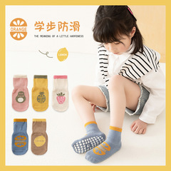 嚴選新品兒童學步寶寶襪子可愛卡通水果點膠防滑地板襪嬰兒中筒襪