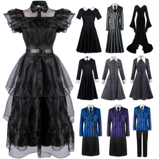 Halloween Costume Complete Character Movie Black dress Print Dance Dress cosplay Performance Women's Dress