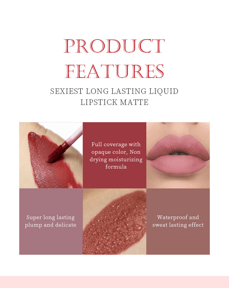 SAM SUGAR Matte non-stick Cup 6-color Lip Gloss set Matte Velvet easy-to-Apply Lip Gloss Glaze liquid Application Scenario