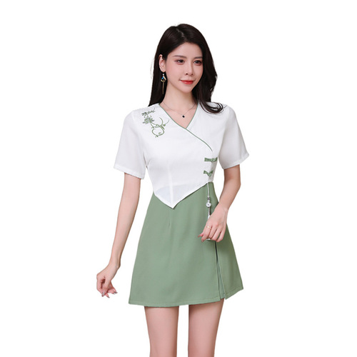  Summer Foot Bath Technician Work Clothes Women's Foot Spa Shop Health Center Tsai'er SPA Club Temperament Short Skirt Suit