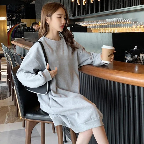 Sweater 250g fat MM large size age-reducing sweater women's new medium and long velvet Korean loose slimming sweater dress
