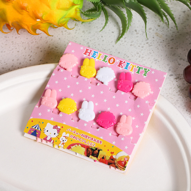 Tenedor de Frutas Infantil con Diseño de Dibujos Animados, Estilo Japonés, Portátil, Lindo, de Plástico, Palillos para Frutas con Forma de Animales, Decoración para Bento