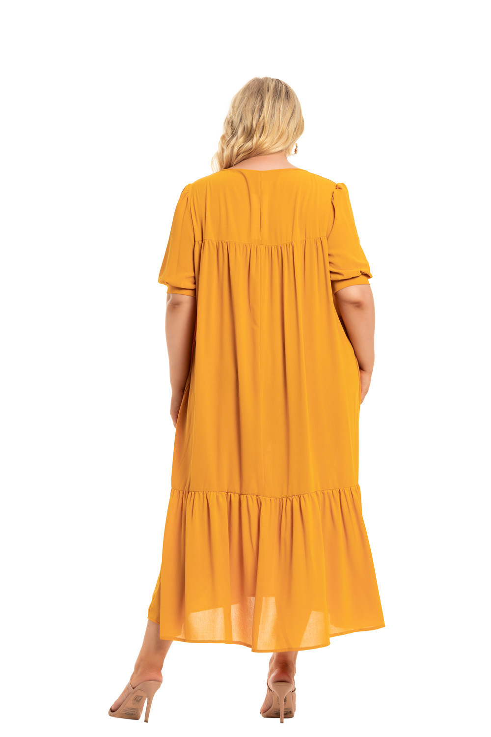 2023 frauen Sommer Neue Rundhals Boho Kurzarm Lose sitzende Plus größe Kleider_voghion.com