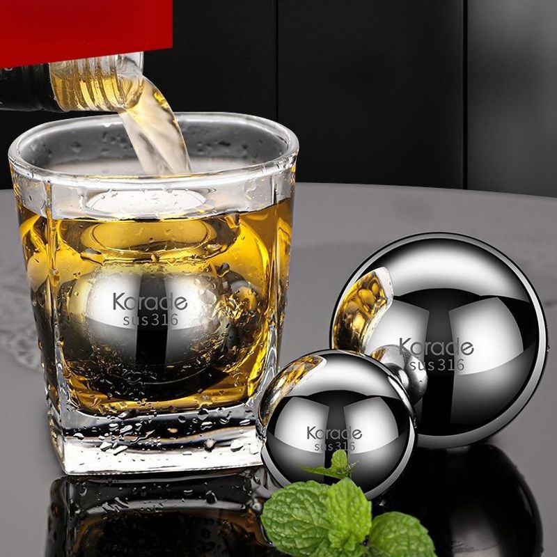 Stainless Steel Large Ice Ball Mold Whiskey Metal Quick-Freezing Ice Wine Stone Round Ice Cubes New Model Launched