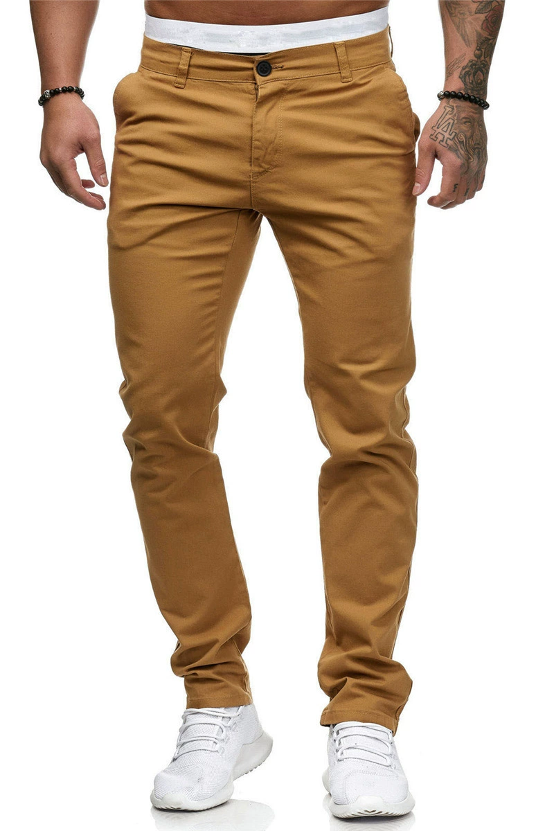 Мужские однотонные повседневные брюки для отдыха, европейский стиль, slim fit