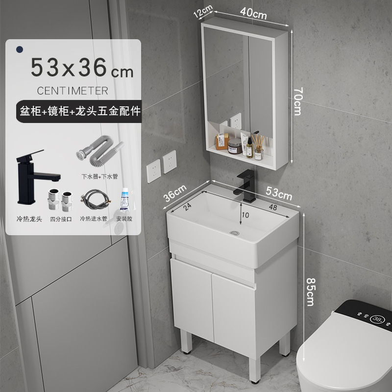 gabinete de baño de madera sólida tipo pequeño gabinete de lavabo tipo suelo combinado en lavabo cerámico pequeño tamaño lavabo