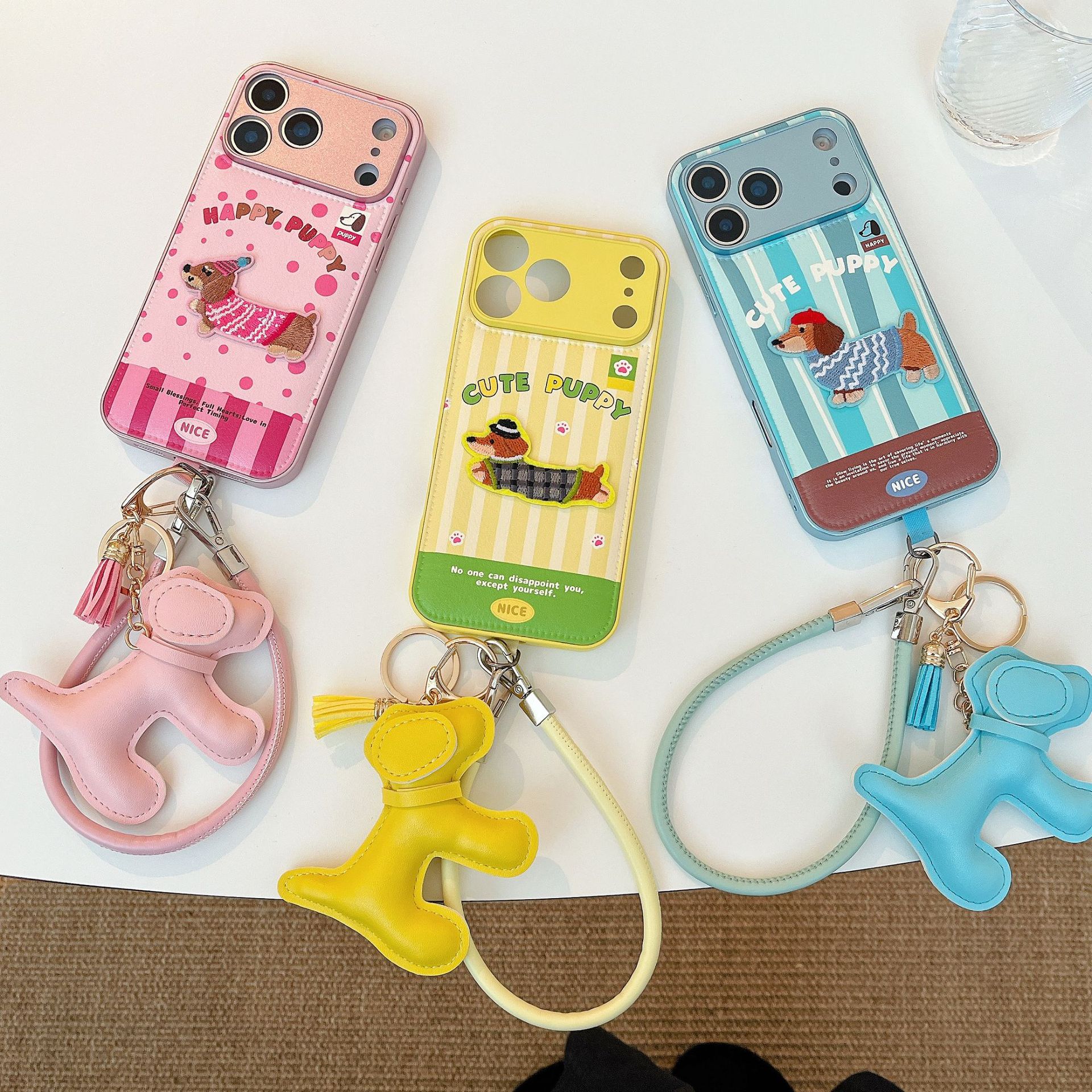 Air Cushion Leather Pattern Dog Suitable for Huawei Mate60Pro Mobile Phone Case Cartoon P70P New Buckle Bracelet P80 Denim