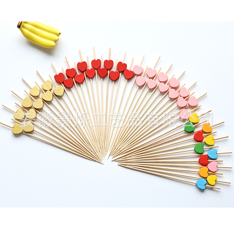 Palillos de Bambú con Corazón para Fruta para Día de San Valentín y Fiestas