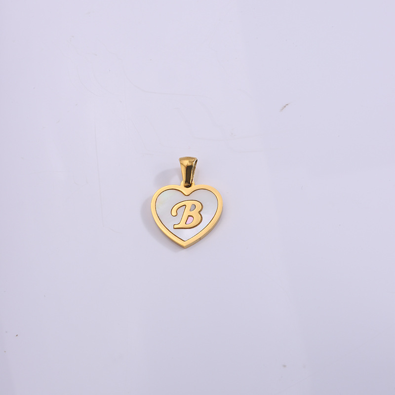 Nuevo colgante de corazón de melocotón de acero de titanio, accesorios de concha de letras inglesas, colgante pequeño, joyería de amor de bricolaje, collar a juego