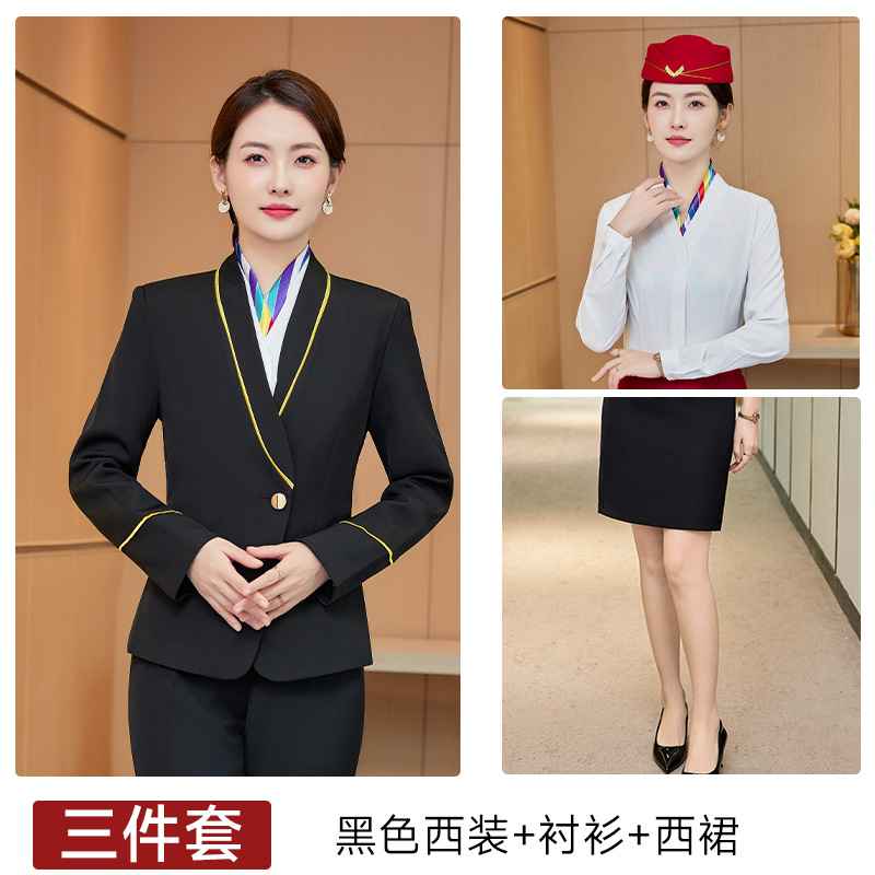 Женский черный костюм + рубашка + Вестерн юбка