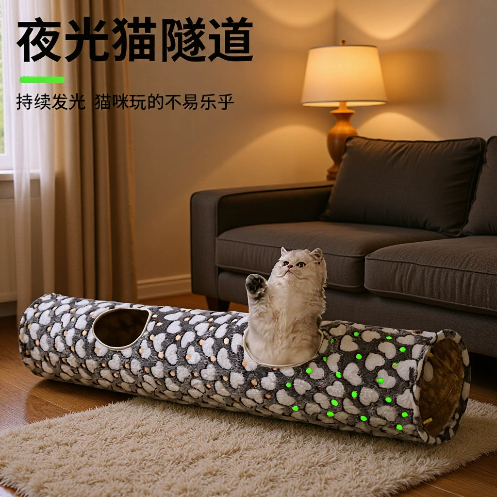 Трансграничный хит продаж: светящийся туннель для кошек, прямой, складной, для самостоятельных игр и укрытий, оптом от производителя зоотоваров