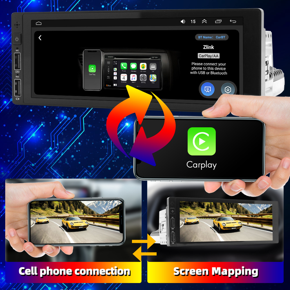 6.86-inch car navigation GPS Android navigation all-in-one machine, reverse image car player, wireless carpla