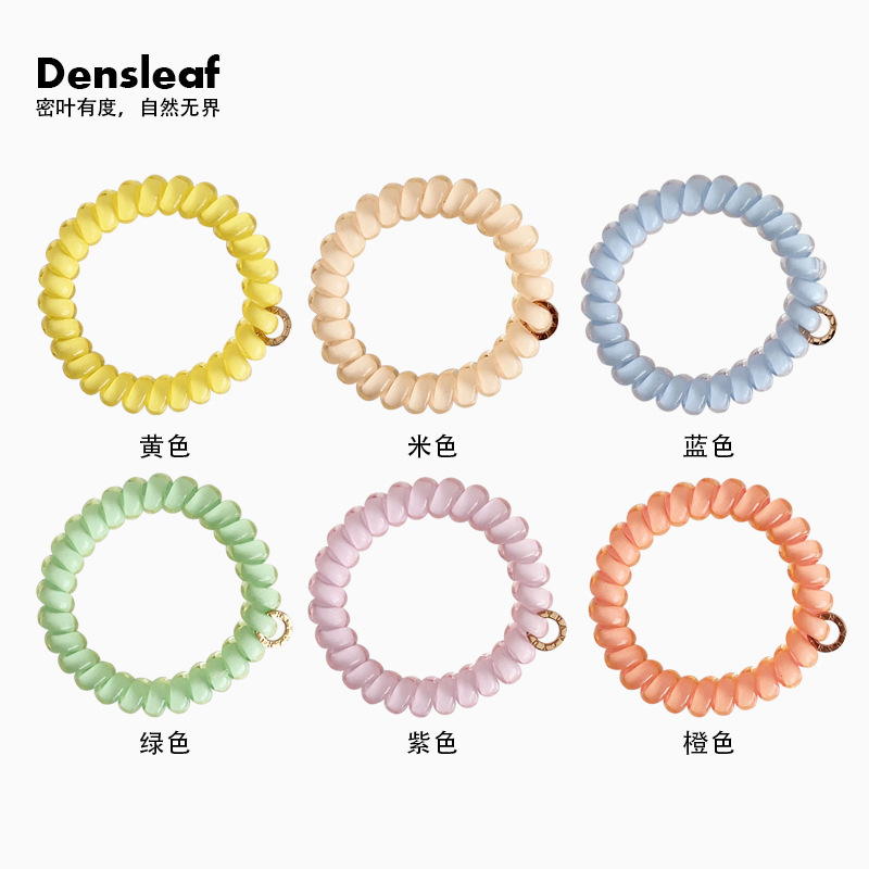 Densleaf/Large Candy Color Telephone Wire Hair Tie Fashionable Daily Ponytail Hair Rope Hair Accessory for Women Densleaf/Large Candy Color Telephone Wire Hair Tie Fashionable Daily Ponytail Hair Rope Hair Accessory for Women