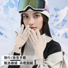 批发冬季滑雪手套女德绒锁温可触屏电动车骑行防风防寒保暖手套男