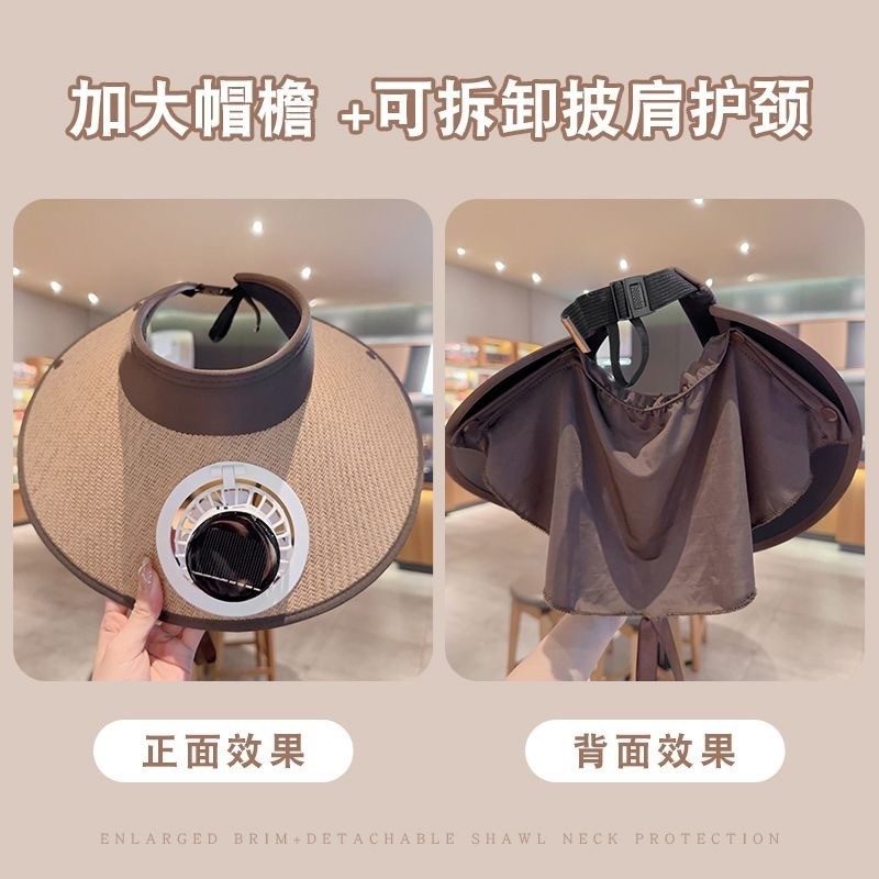 顔を覆うファン付き夏用サンハット、UV日焼け止め帽子、大きなつばの空のシルクハット、女性用のファッショナブルな充電式帽子|undefined