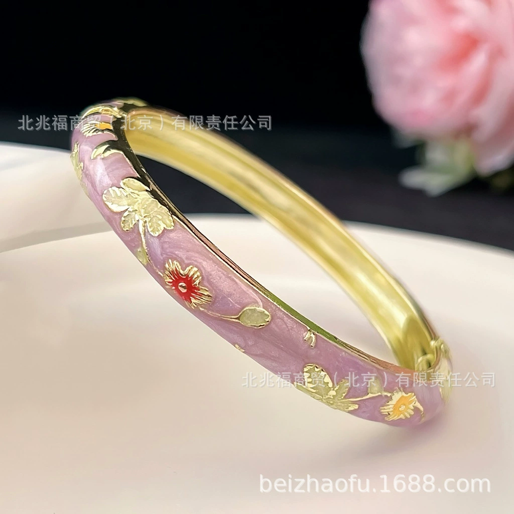 Браслет Cloisonné Flower (сплав), эмаль, этнический стиль, диаметр 6 см