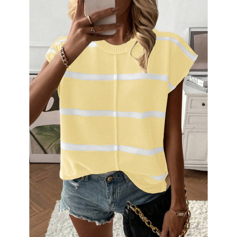 Comercio exterior nuevo cross-border Knitwear casual cuello redondo suelto hombro sin mangas