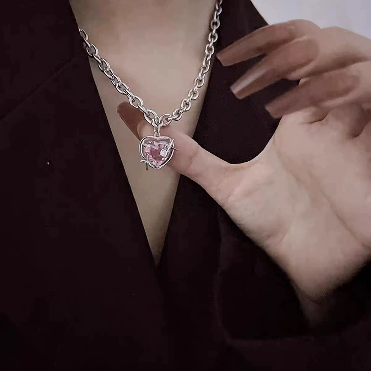Персиковое ожерелье, вставка камня, цирконий, цепочка для ключей сумки, стиль лёгкая роскошь