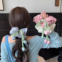 チューリップインテースヘアゴム～カラフルで甘い女の子のボールヘッドローポニーテールヘアロープ綿充填森風フラワーヘアアクセサリー